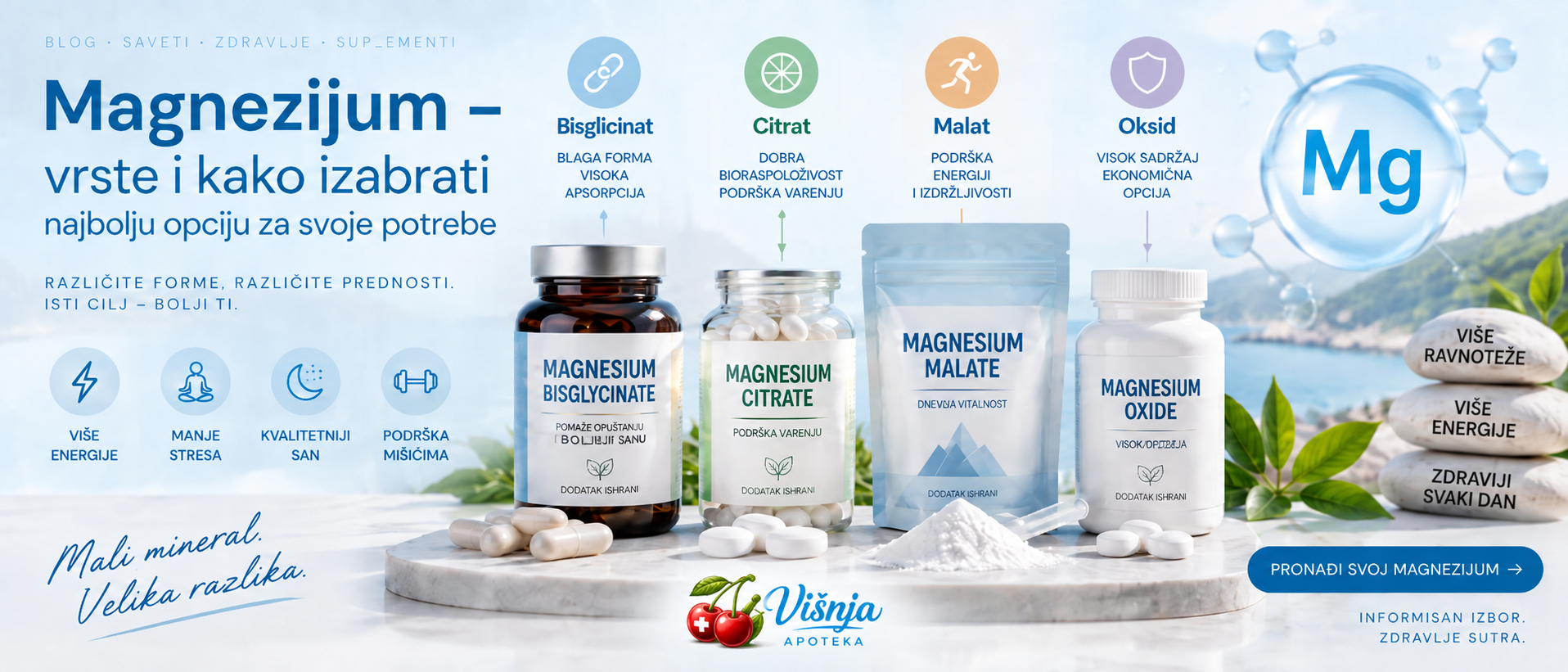 Magnezijum – koji oblik izabrati?Vrste magnezijuma i vodič za najbolji izbor.
