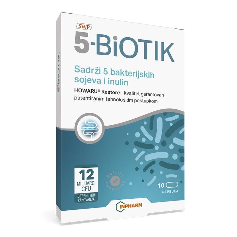 5-Biotik probiotik plus prebiotik, 10 kapsula