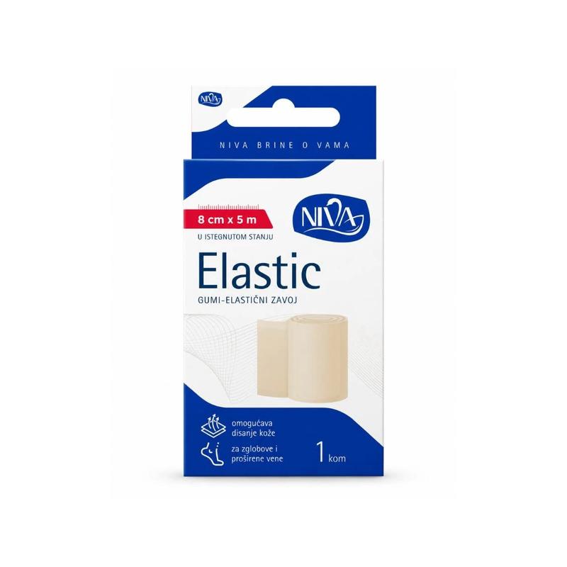 Elastični gumeni zavoj 8 cm x 5 m Niva
